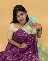 SC3471 - Silk Saree With Checked Gold Butta